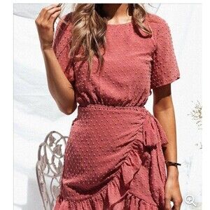 Sabo Skirt Aliza Dress NEW swiss dot pola dot wrap waist tie open back SZ LG